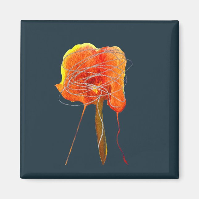 Abstract scribble floral flower modern art magnet (Front)