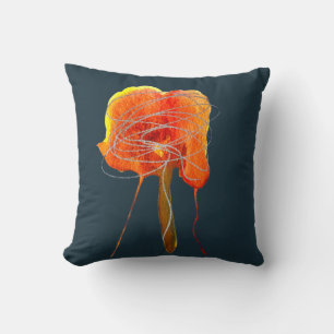 Abstract scribble floral flower modern art throw pillow