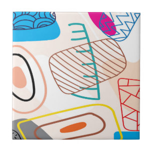 Abstract scribble in pastel colours tile