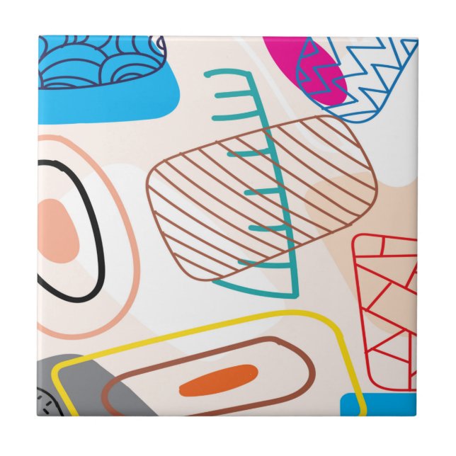 Abstract scribble in pastel colours tile (Front)