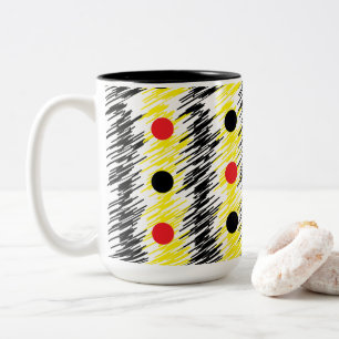Abstract Scribble Polka Dot Pattern Two-Tone Coffee Mug
