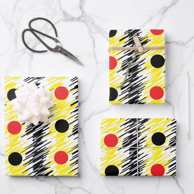 Abstract Scribble Polka Dot  Wrapping Paper Sheet (Front)