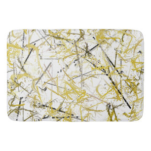 Abstract Scribbles - Mustard and Brown Bath Mat