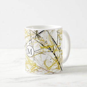 Abstract Scribbles - Mustard and Brown Coffee Mug