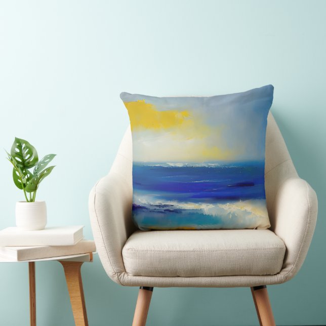 Abstract Sea 04 Throw Pillow (Chair)