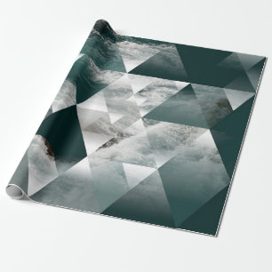 abstract sea geometric background with triangles, wrapping paper