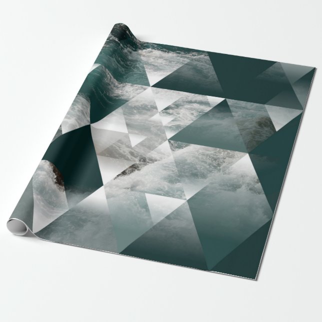 abstract sea geometric background with triangles,  wrapping paper (Unrolled)