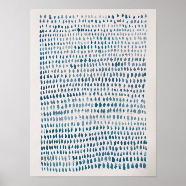 Abstract Sea Glass Blue Dot Ocean Pattern Poster (Front)