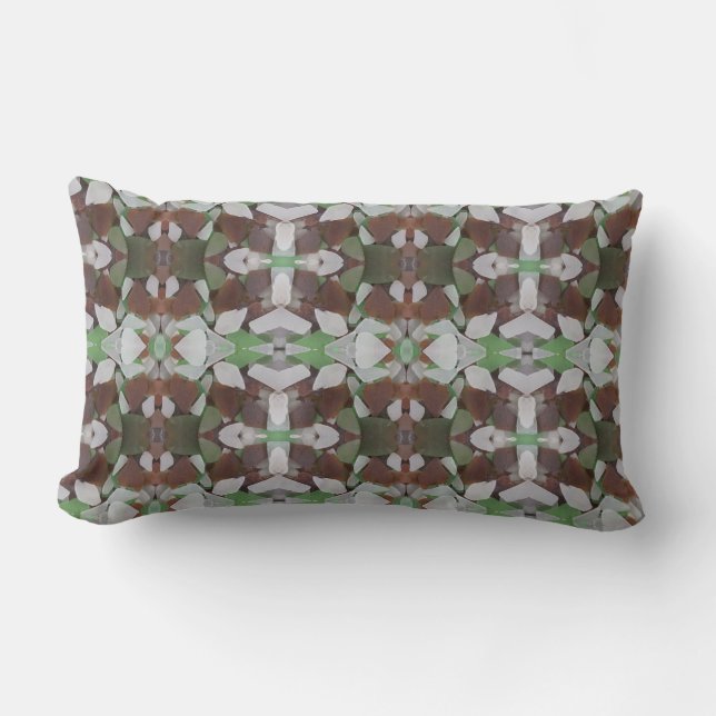 Abstract Sea Glass Kaleidoscope Pattern Modern Lumbar Pillow (Front)
