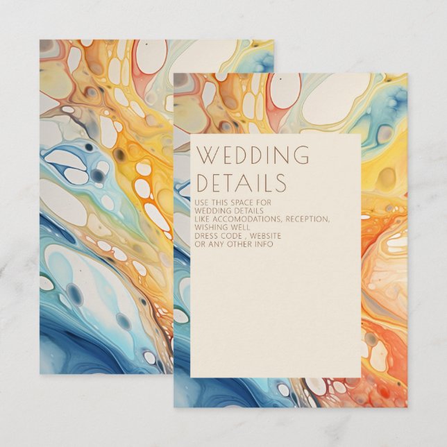 Abstract Sea Waves and Sand Stones Beach Wedding Enclosure Card (Front/Back)