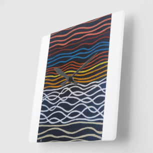 Abstract Seafront Painting by Alfred Fox Square Wall Clock