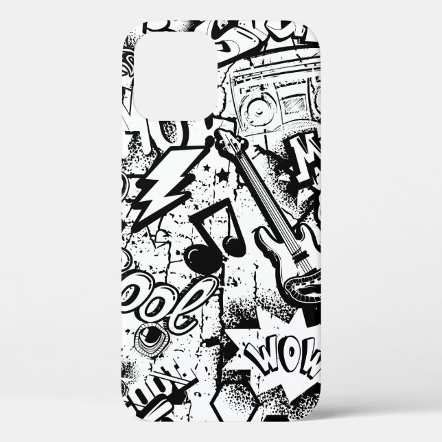 Abstract seamless black and white comics graffiti  Case-Mate iPhone case (Back)