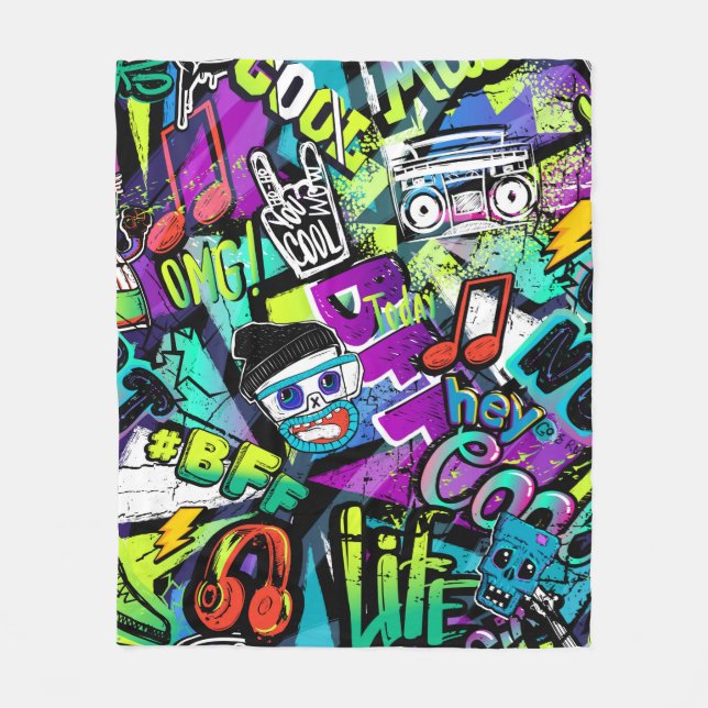 Abstract seamless cartoon pattern. Repeated with m Fleece Blanket (Front)