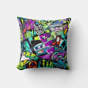 Abstract seamless cartoon pattern. Repeated with m Throw Pillow