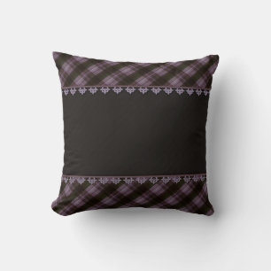 Abstract seamless chequered plaid black brown tart throw pillow