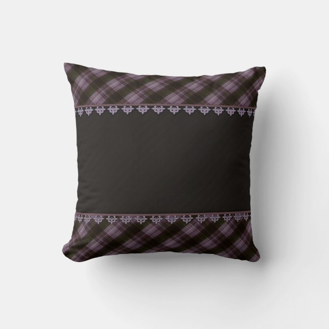 Abstract seamless chequered plaid black brown tart throw pillow (Front)