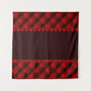 Abstract seamless chequered plaid red brown tartan tapestry