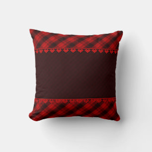 Abstract seamless chequered plaid red brown tartan throw pillow