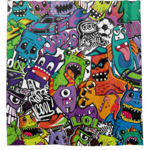 Abstract seamless comics monsters. Cartoon mutant 