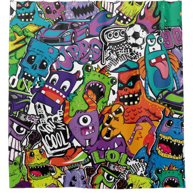 Abstract seamless comics monsters. Cartoon mutant  (Front)