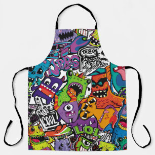 Abstract seamless comics monsters. Cartoon mutant  Apron