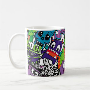 Abstract seamless comics monsters. Cartoon mutant Coffee Mug