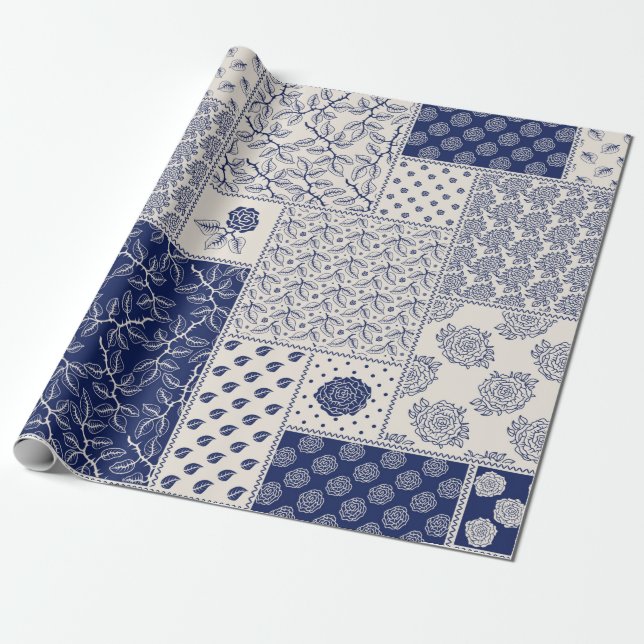 Abstract seamless delicate patchwork pattern, dark wrapping paper (Unrolled)