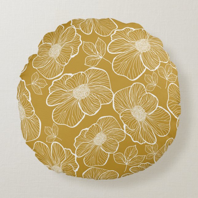 Abstract seamless floral pattern. Flowers backgrou Round Pillow (Front)