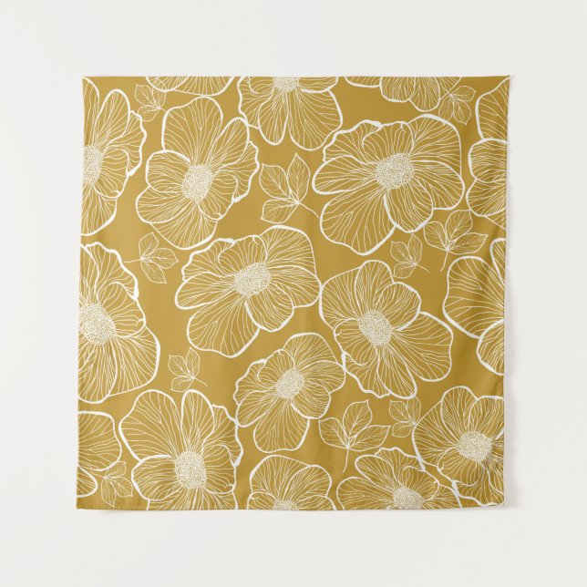 Abstract seamless floral pattern. Flowers backgrou Tapestry (Front)