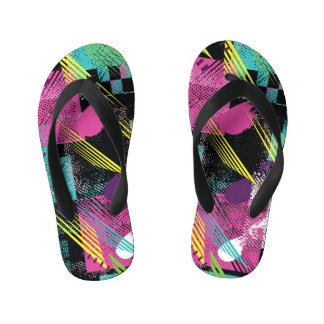 Abstract seamless, girls boys fashion, colourful. kid's flip flops