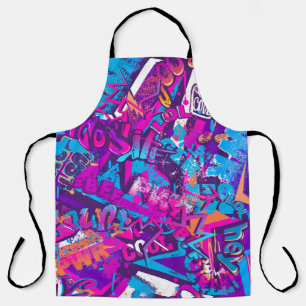 Abstract seamless graffiti words pattern. Grunge r Apron
