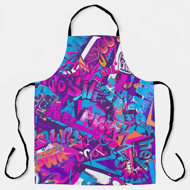 Abstract seamless graffiti words pattern. Grunge r Apron (Front)