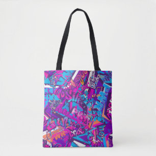 Abstract seamless graffiti words pattern. Grunge r Tote Bag