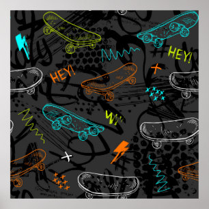 Abstract seamless grunge pattern. Urban style mode Poster