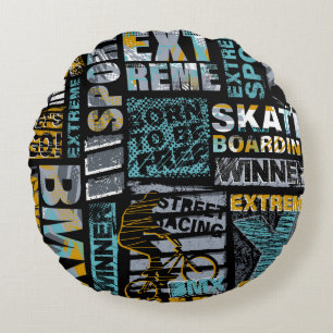 Abstract seamless grunge pattern. Urban style mode Round Pillow