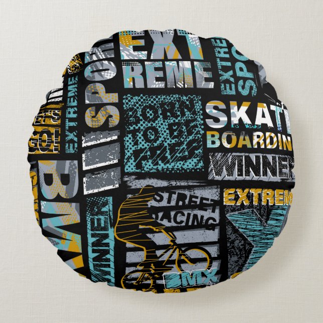 Abstract seamless grunge pattern. Urban style mode Round Pillow (Front)