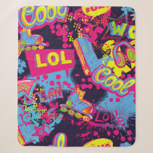 Abstract seamless grunge teenagers pattern. Comics Sherpa Blanket