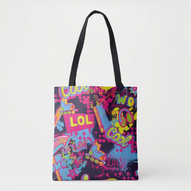 Abstract seamless grunge teenagers pattern. Comics Tote Bag (Front)