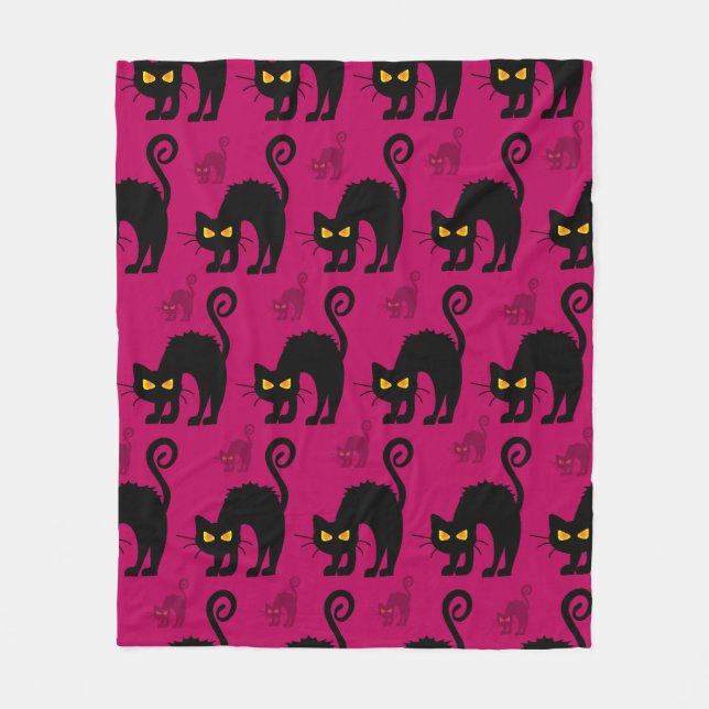Abstract seamless halloween cat pattern. Creative  Fleece Blanket (Front)