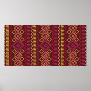 Abstract seamless hand drawn ethnic pattern. poster