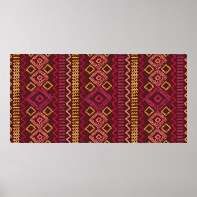 Abstract seamless hand drawn ethnic pattern. poster (Front)