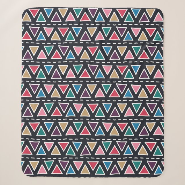 Abstract seamless hand drawn tribal pattern in tre sherpa blanket (Front)