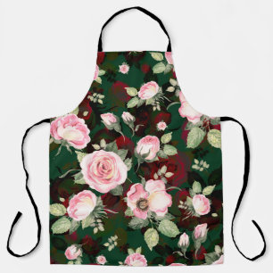 Abstract seamless lovely pattern drawn blooming ro apron