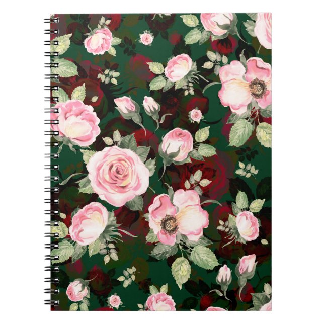 Abstract seamless lovely pattern drawn blooming ro notebook (Front)