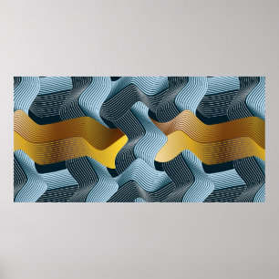 Abstract seamless ornament with waves poster