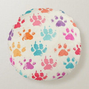 Abstract seamless pattern - bright colorful ink pr round pillow