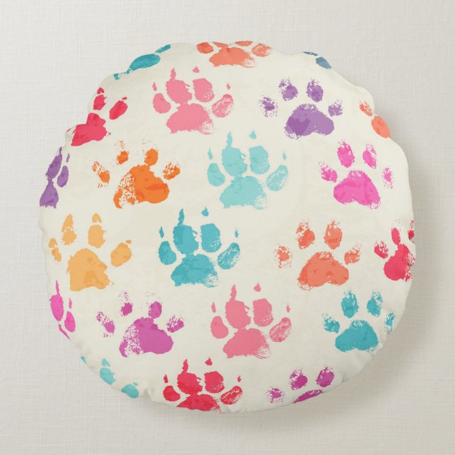 Abstract seamless pattern - bright colorful ink pr round pillow (Front)