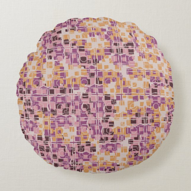 Abstract seamless pattern. Chaotic rounded squares Round Pillow (Front)