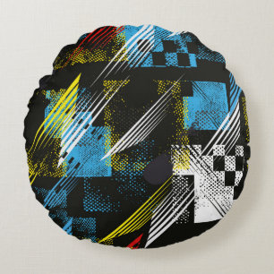 Abstract seamless pattern. Creative vintage backgr Round Pillow
