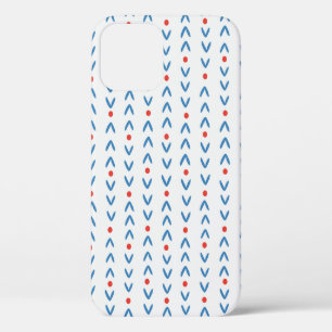 Abstract seamless pattern in blue and red on cream iPhone 12 case